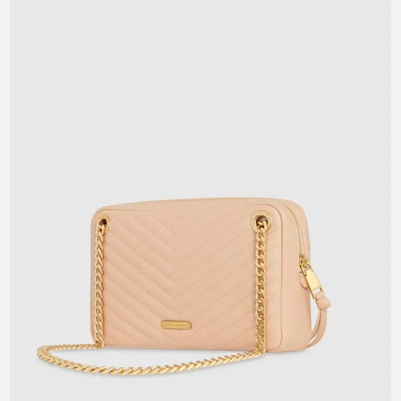 Rebecca Minkoff Quilted Leather Zip Edie Shoulder Bag Nude. - Picture 3 of 6